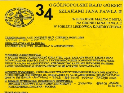 34 Ogólnopolski Rajd Górski Szlakami Jana Pawła II - zdjęcie1