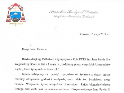 List od Kardynała St. Dziwisza - zdjęcie1