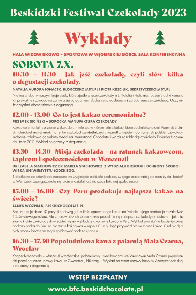 Program Beskidzkiego Festiwalu Czekolady